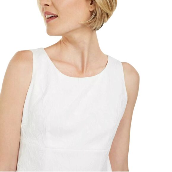 Kasper Textured Leaf Jacquard‎ Embroid Vanilla Ice Dress 16 - Picture 2 of 11